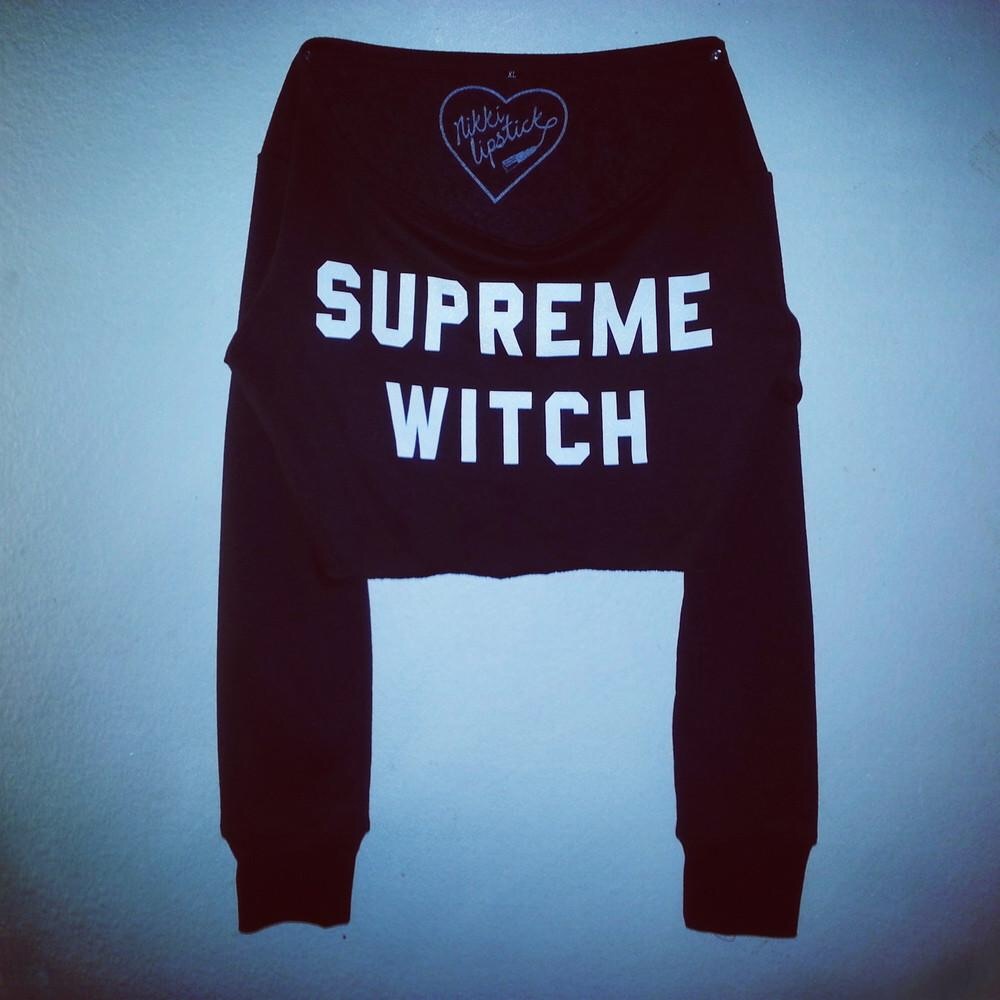 Nikki lipstick off the shoulder sweatshirt